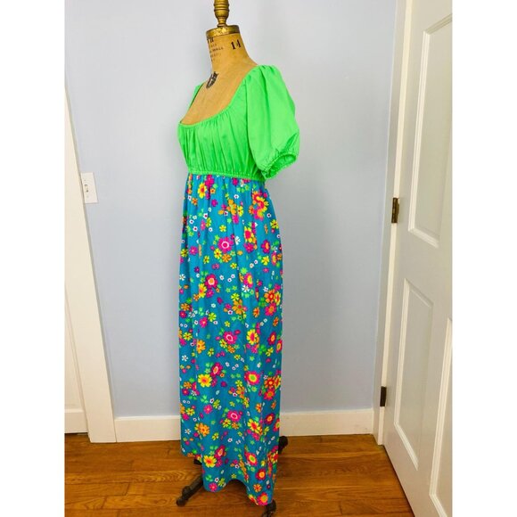 Vintage 1960s Colorful Floral Maxi Dress, Size Small, Made in California - Picture 3 of 10